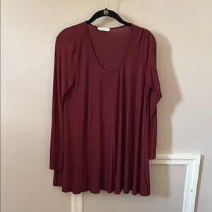Lush Red Long Sleeve Relaxed Blouse